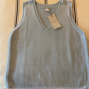 Light Blue Poetry Sleeveless V-Neck Sweater